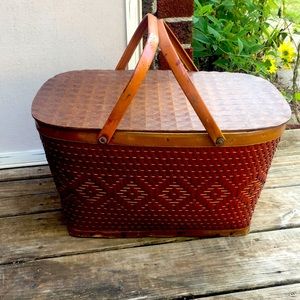 Vintage Red Man Large Wicker Picnic Basket